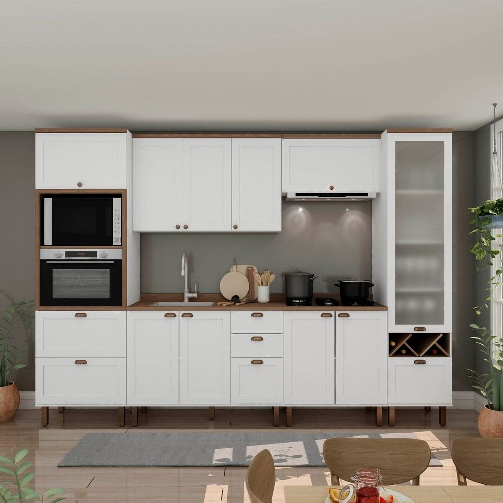 Cozinha Completa 6 Peças 100% Mdf Iluminata Branco/Ébano