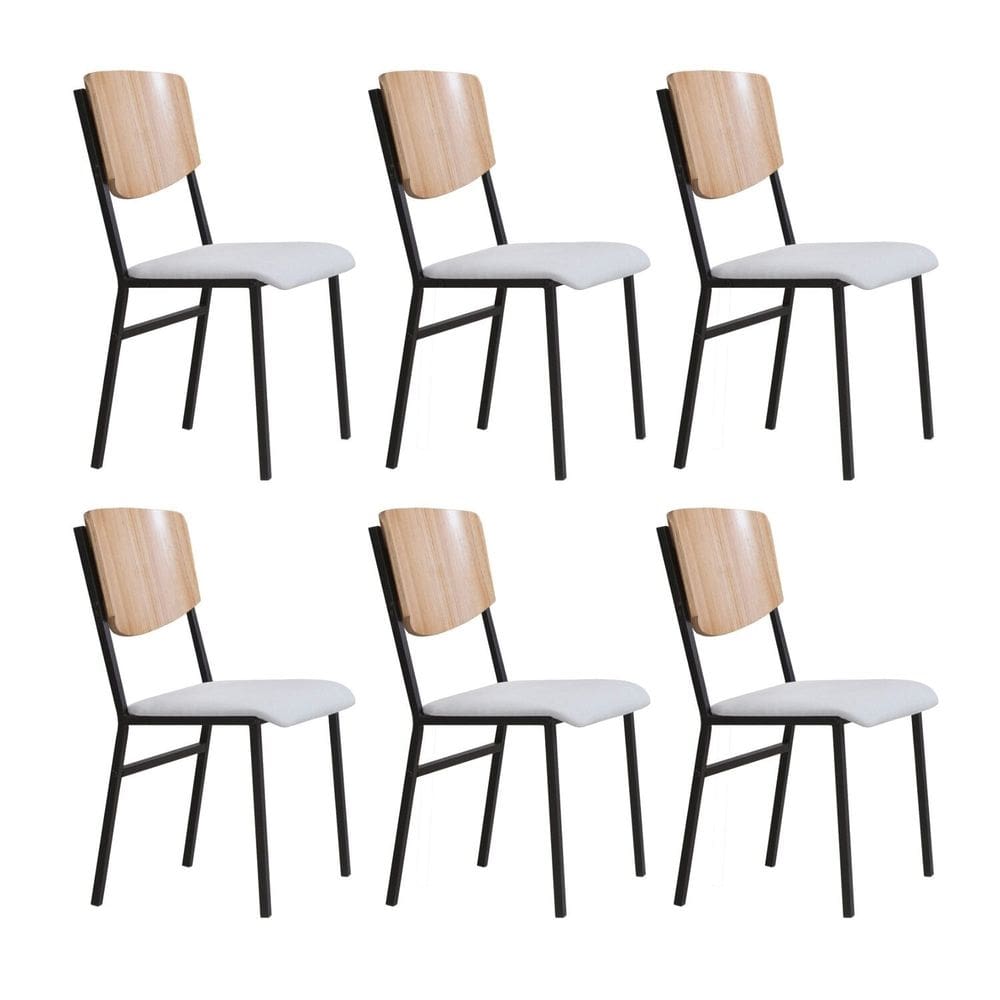 Conjunto 6 Cadeiras para Sala de Jantar Confort Bege / Preto