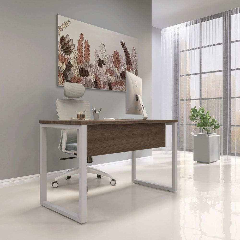 Escrivaninha para Escritório 73,5cm X 150cm Walnut/Cinza