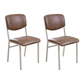 Conjunto 2 Cadeiras para Sala de Jantar Confort Marrom / Champanhe