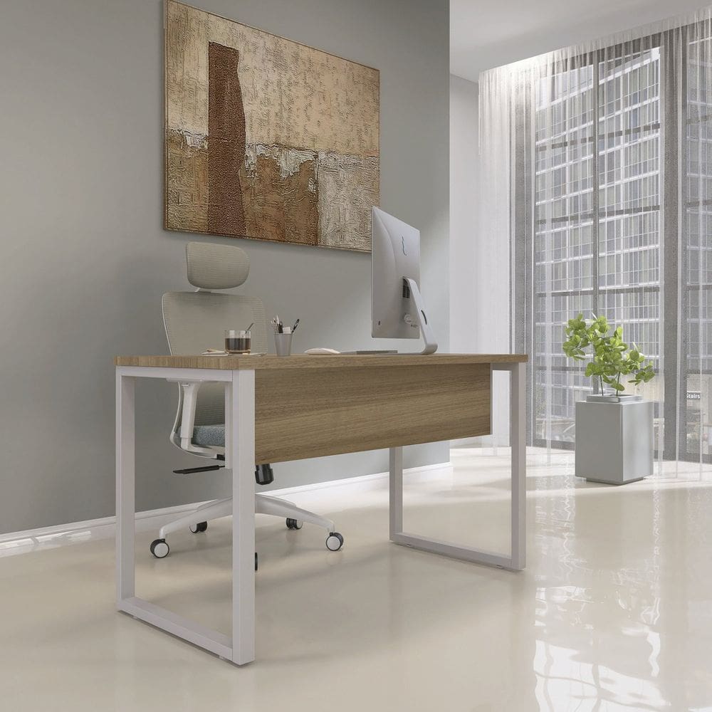 Escrivaninha para Escritório 70cm X 73,5cm Noce Naturalle/Cinza