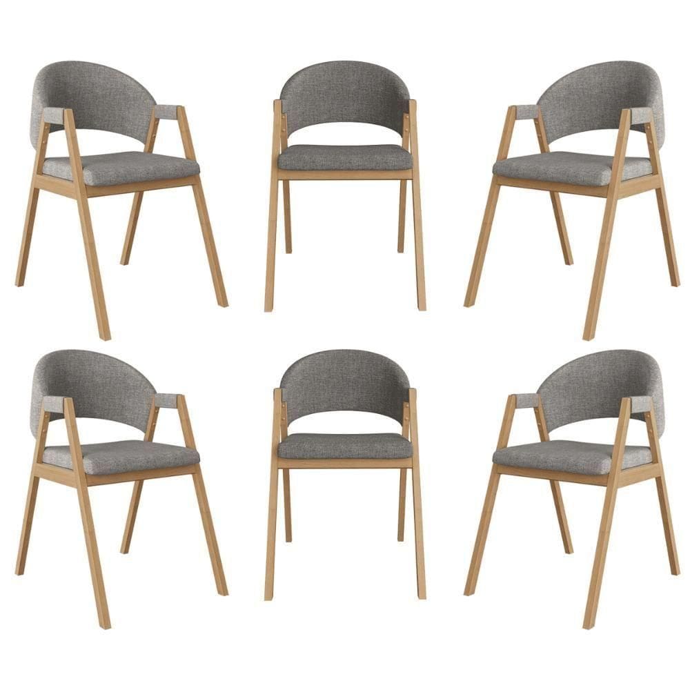 Kit 6 Cadeiras Para Mesa De Jantar Moderna Linho Balaqui Grafite