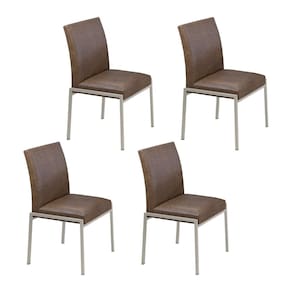 Cadeiras para Sala de Jantar 4 Unidades Atenas Marrom / Champanhe