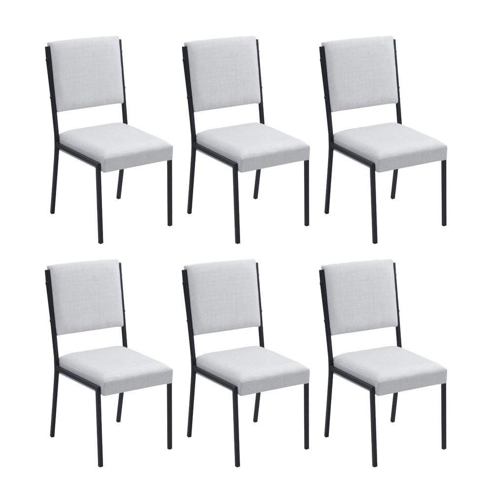 Conjunto 6 Cadeiras para Sala de Jantar Lisboa Cinza / Preto