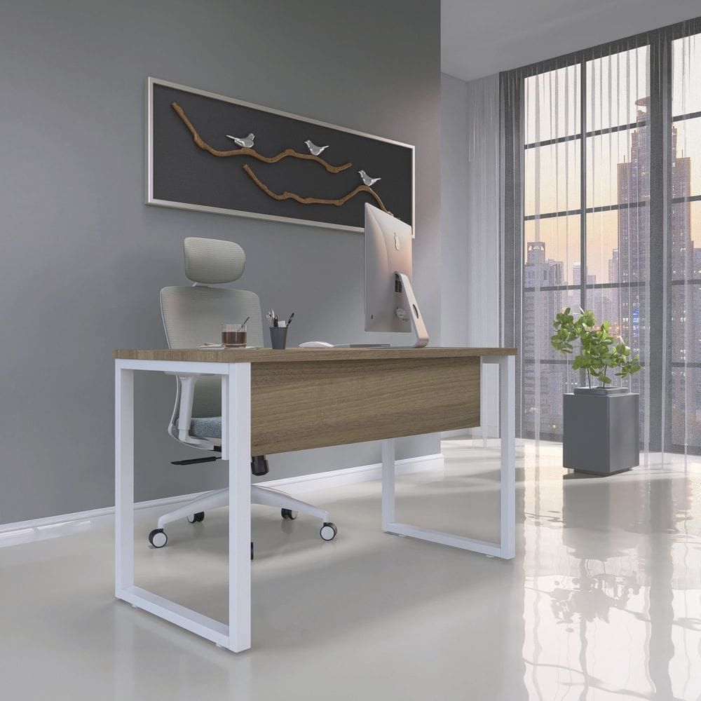 Escrivaninha para Escritório 73,5cm X 150cm Noce Naturalle/Branco