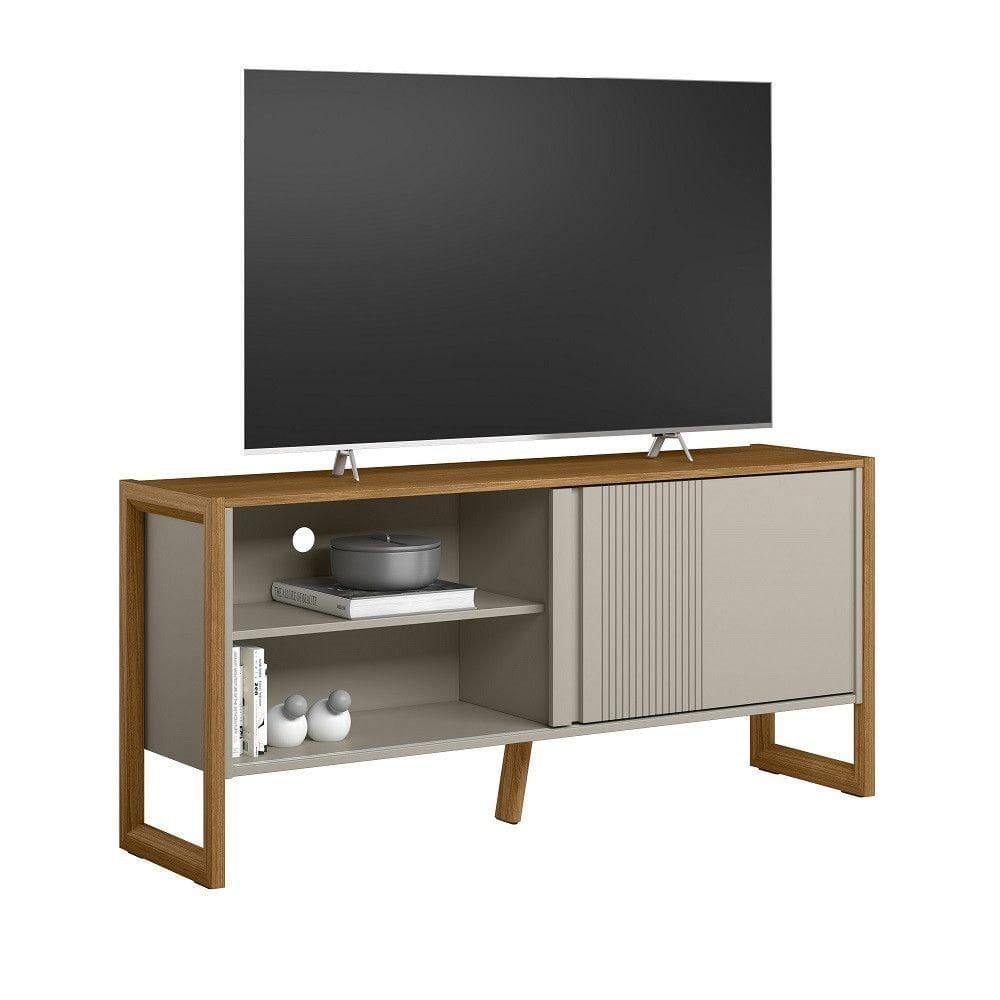 Rack 141cm Gold Para Tv Até 55 Polegadas Linea Brasil Nature Com Off White