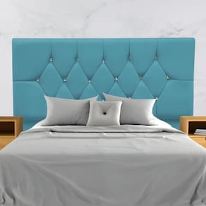 Cabeceira Estofada Cama Box Casal 140 Cm Suede Nina Cor:azul Turquesa