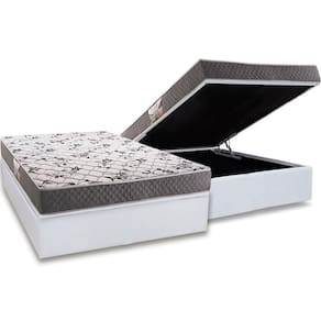 Cama Box Baú Casal Colchão Anatômico Herval D28 Ag65 Ortopedic Black + Base Crc Courano White 138x188