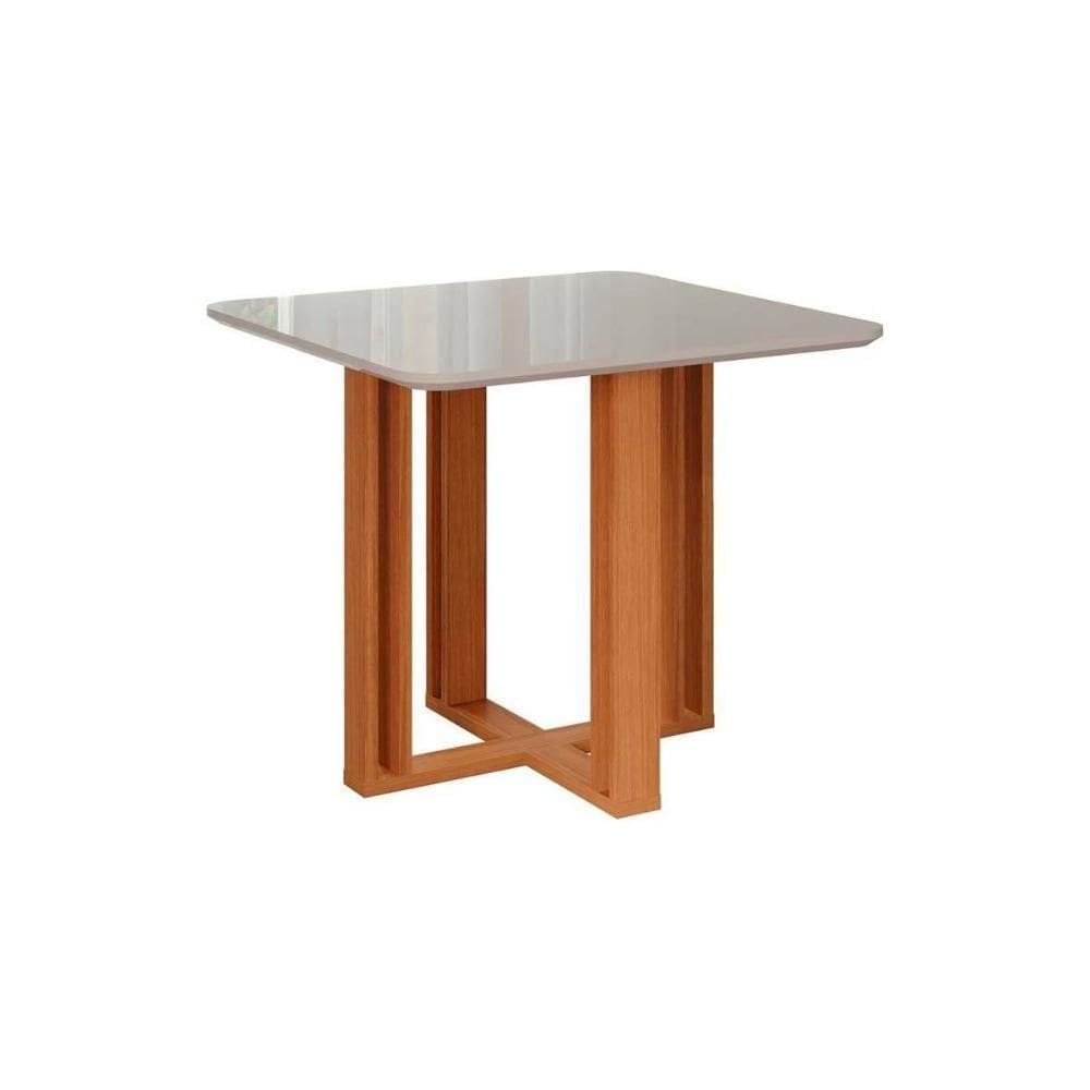 Mesa Para Cozinha Flora C-tampo Madeirado 94x94cm Nature-off White - Cimol