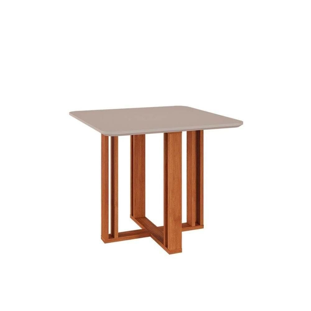 Mesa Para Cozinha Flora C-tampo Madeirado 94x94cm Cinamomo-off White - Cimol