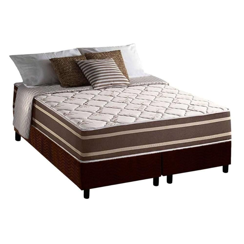 Conjunto Box King: Colchão Molas Anjos Superlastic Duo Sono Double Face + Base Crc Suede Brown(193x203)