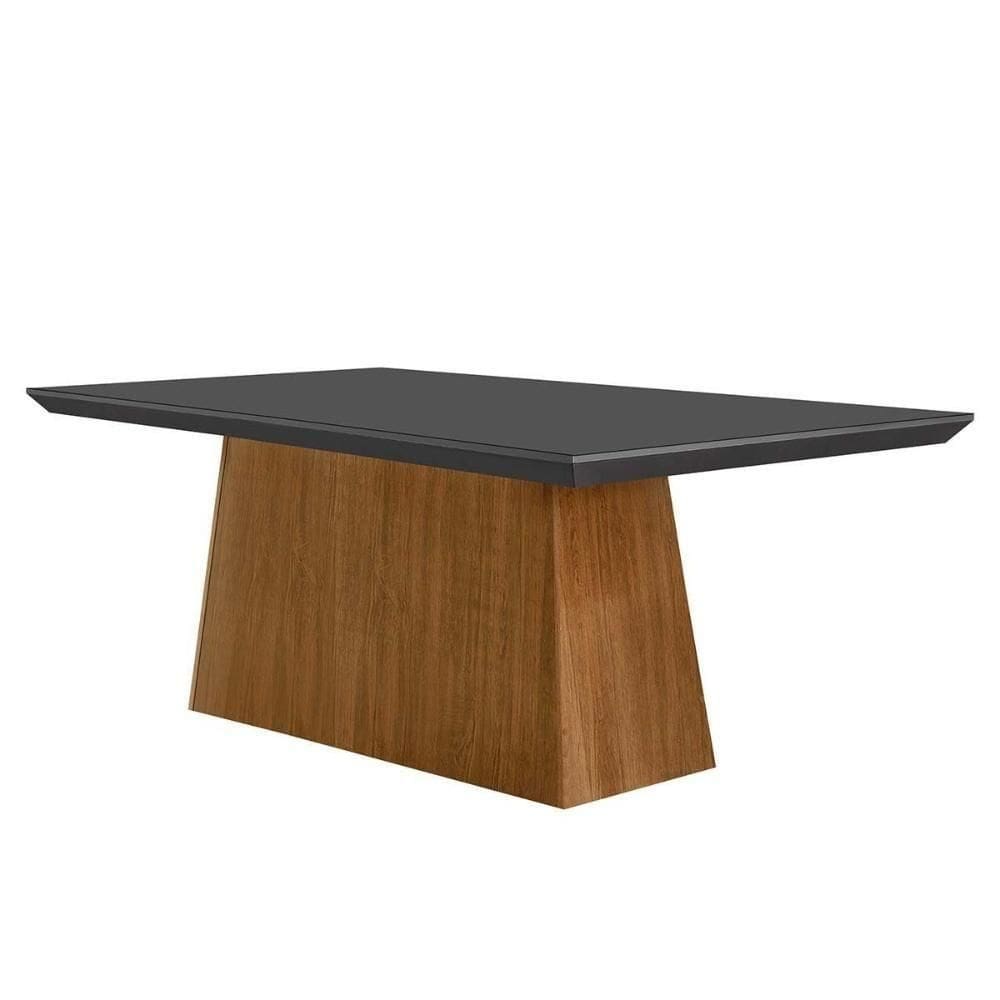 Mesa P- Cozinha Luna C- Tampo 180x90cm Flex Madeirado Vidro Canto Curvo - Imbuia-ripado 3d-grafite - Rufato