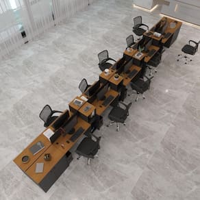 Estação De Trabalho 10 Lugares Smart Office 10 Mesas 8 Armários 4 Aparadores Preto E Cedro