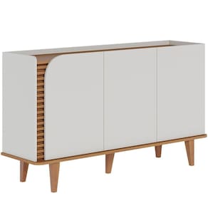 Aparador Buffet Para Sala De Jantar 3 Portas Elora C04 Off White Matte Freijó - Lyam Decor