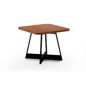 Mesa Para Cozinha átria 1593 Quadrada Aço C-tampo Madeirado 90x90cm Nogal-preto-preto - Carraro