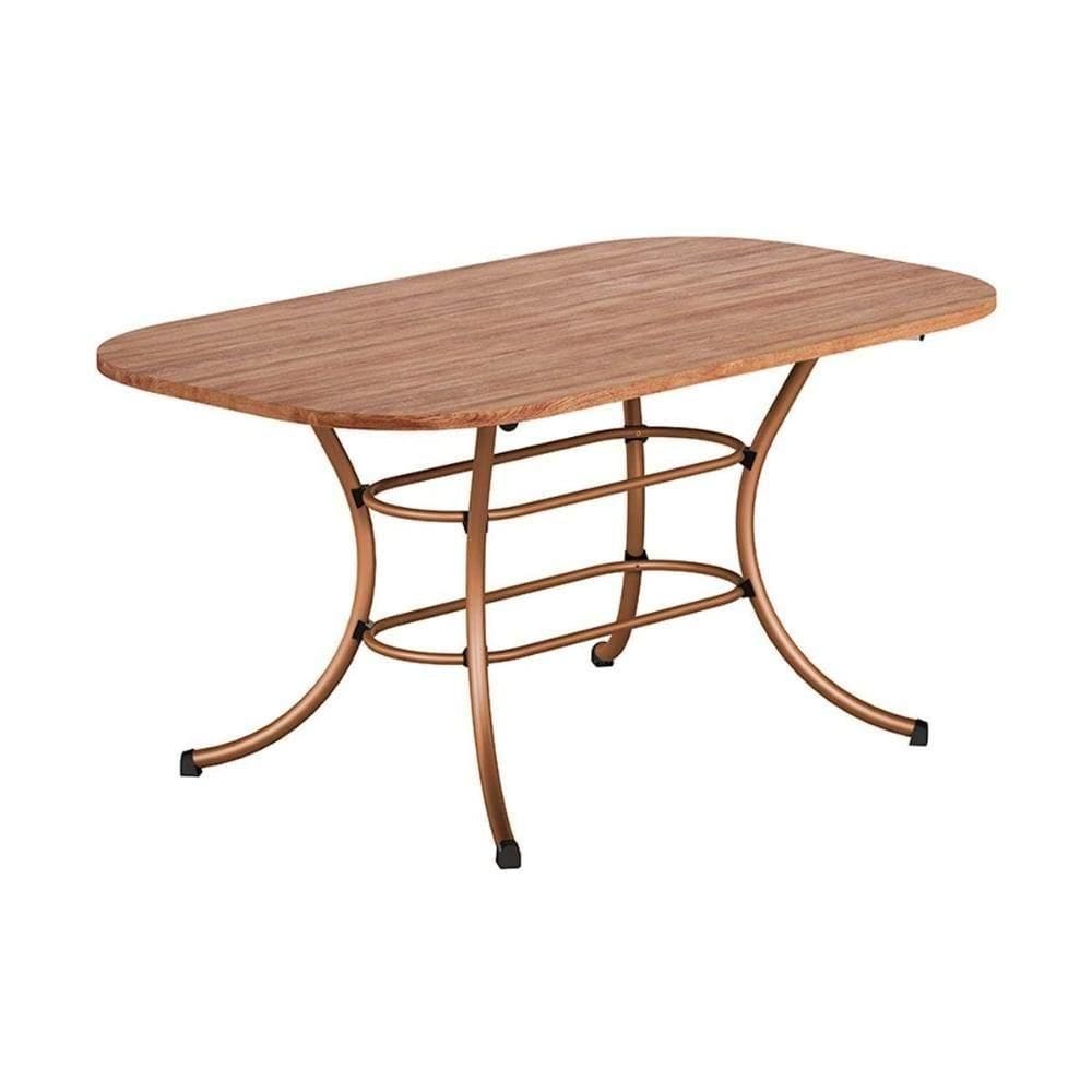 Mesa Para Cozinha 1547 Aço C-tampo Madeirado 160x90cm Freijo C- Rose - Carraro