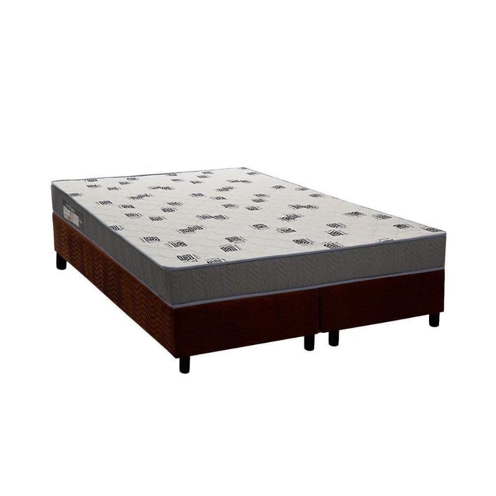 Conjunto Box Queen Colchão Espuma Ortobom D33 Light Saúde + Base Crc Suede Brown 158x198