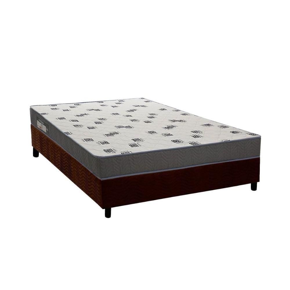 Conjunto Box Viúva Colchão Espuma Ortobom D33 Light Saúde + Base Crc Suede Brown 128x188