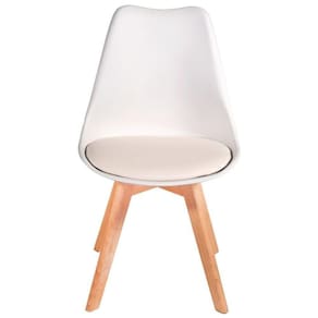 Cadeira Charles Eames Leda Luisa Saarinen Design Wood Estofada Base Madeira - Branca
