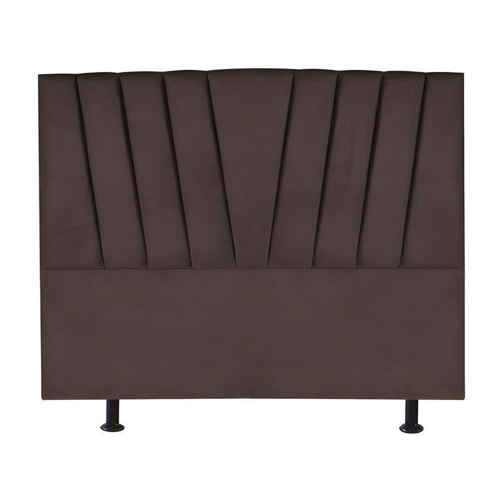 Cabeceira Estofada Cama King 195 Cm Malu Linho Marrom