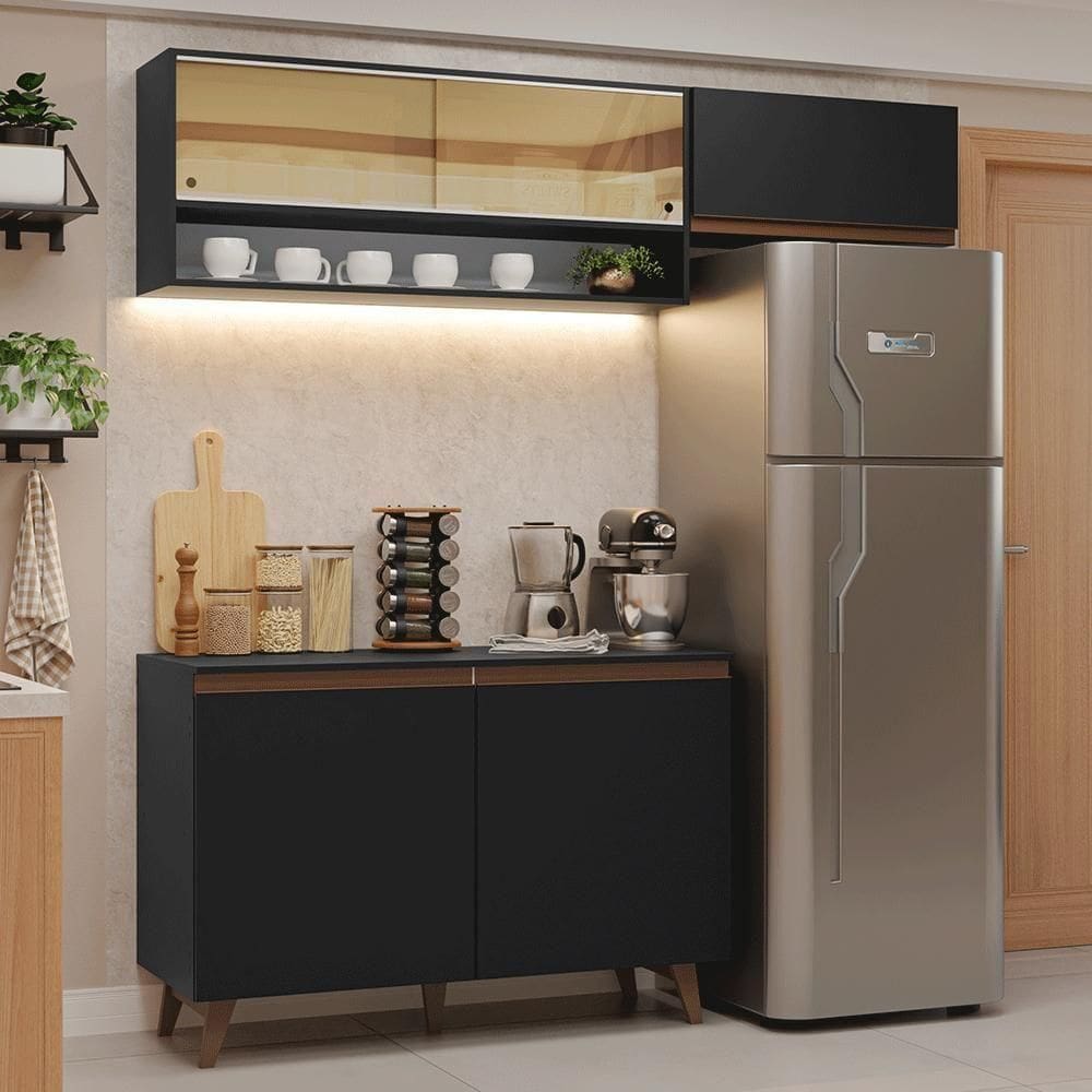 Armário De Cozinha Compacta 190cm Reims Madesa 07 Preto