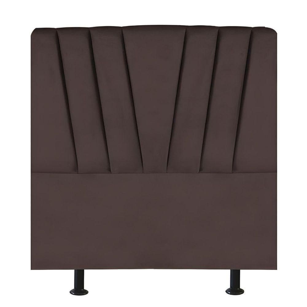 Cabeceira Estofada Cama Solteiro 90 Cm Malu Linho Marrom