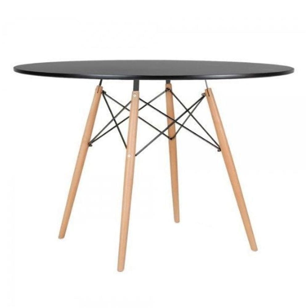 Mesa Eames Eiffel Wood Tampo De Madeira 120cm Preto
