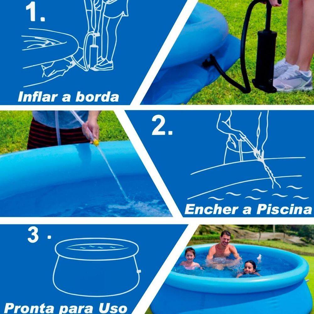 Piscina 1000L Azul Estrutural Para Crianças E Sol