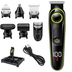 Kit 5 Em 1 Barbeador Profissional Elétrico Corpo Barba