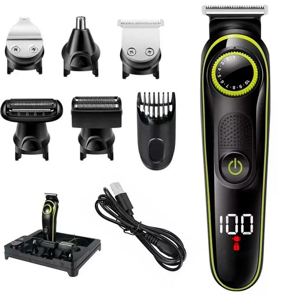 Barbeador Elétrico Portátil Kit Corte Nariz Corpo Barba