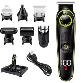 Kit 5 Em 1 Barbeador Profissional Elétrico Corpo Barba