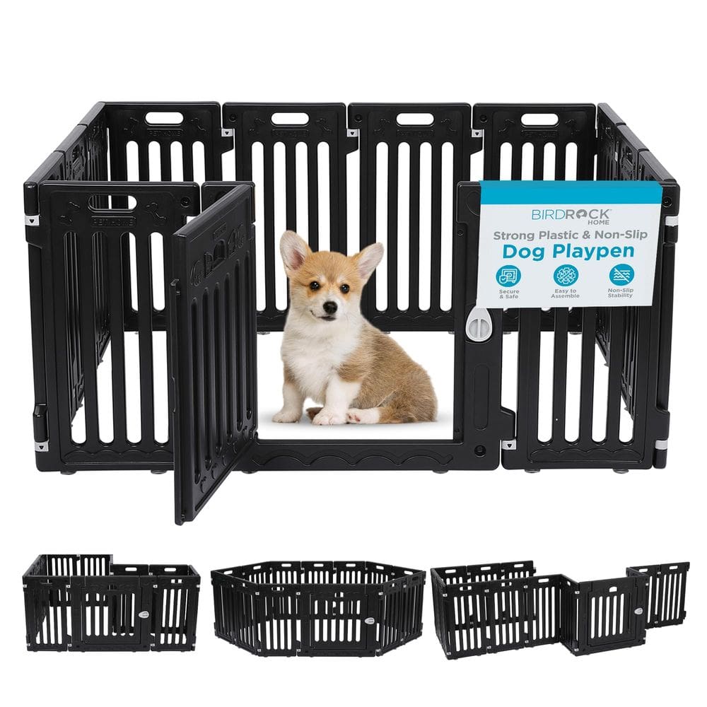 Cercadinho para cães BIRDROCK HOME 12, painel 65 cm H, plástico preto