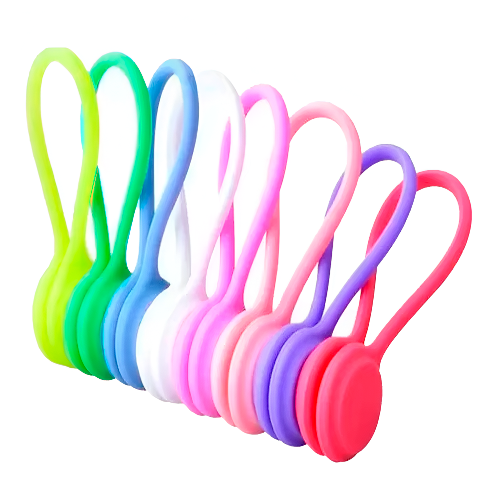 10 Un. Abraçadeiras Magnéticas Coloridas Enrolador De Fios