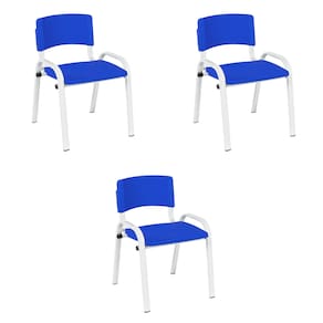 Kit 3 Cadeiras Escolares ISO Infantil Base Branca Estrutura Metálica