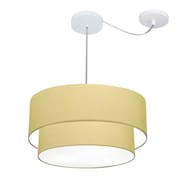 Pendente Duplo Cilíndrico Com Desvio de Centro Vivare Md-4366 Cúpula em Tecido 50x40cm - Bivolt