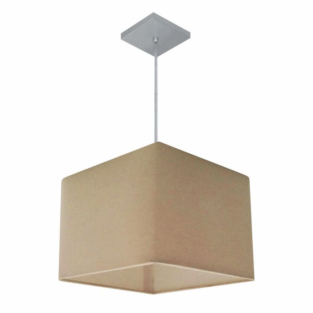 Lustre Pendente Quadrado Vivare Md-4059 Cúpula em Tecido 21/35x35cm - Bivolt