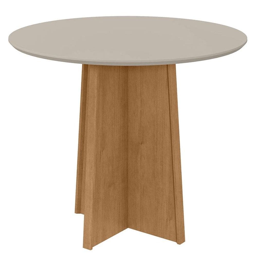 Mesa de Jantar Celebrare 100x100 cm Tampo Arredondado Amêndoa Clean Off White com Vidro - Lopas