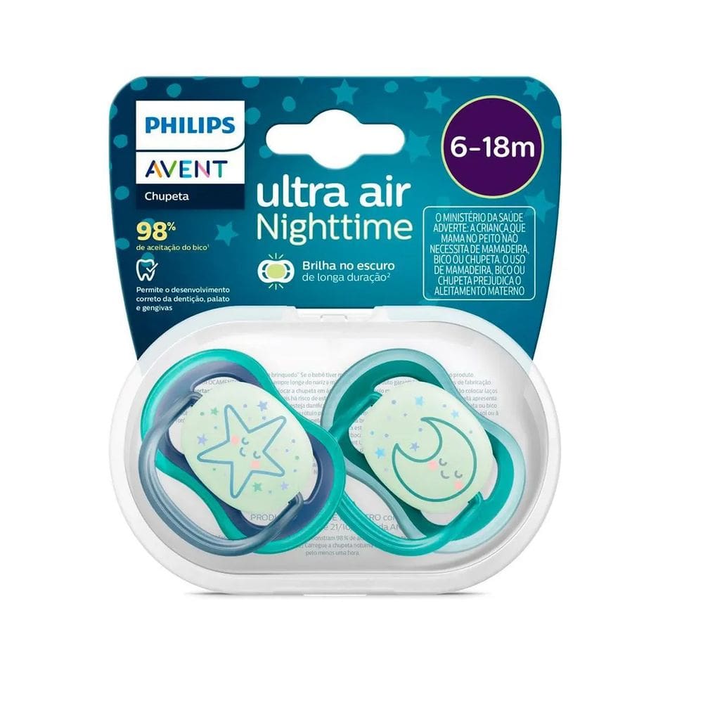 Chupeta Philips Avent Ultra Air Nighttime 6-18 meses Azul -