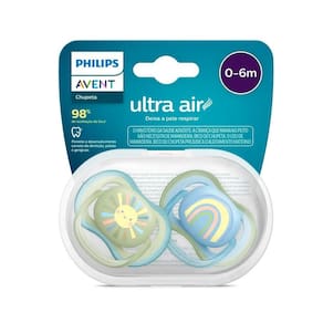 Chupeta Philips Avent Ultra Air 0-6 meses Verde e Azul 2 uni
