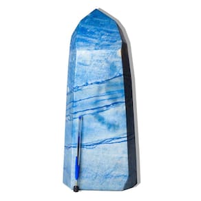 Ponta Quartzo Azul Pedra Natural Lapidada 14,5Kg 43cm Tipo B