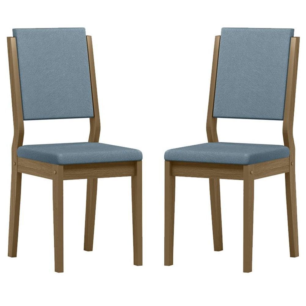 Cadeira para Mesa de Jantar Carol Kit 2 peças Imbuia Suede Animale Azul Celeste – New Ceval
