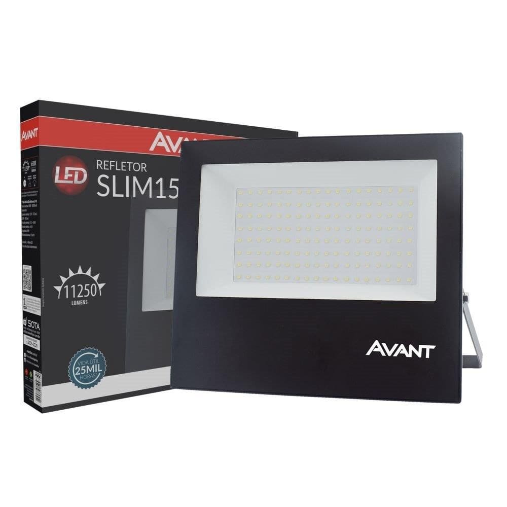 Refletor LED Avant Slim Amarelo 3000K 15000 Lúmens - 200W, Bivolt, Preto