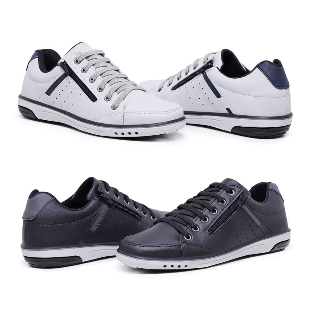 Kit 2 Sapatênis Casual Masculino Fechamento Zíper e Elástico