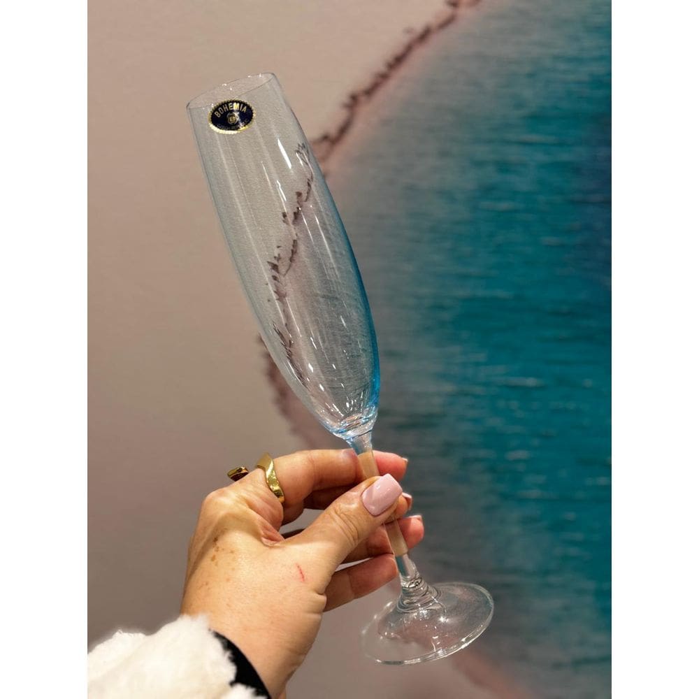 Unidade Taça Cristal  250Ml Champanhe Azul