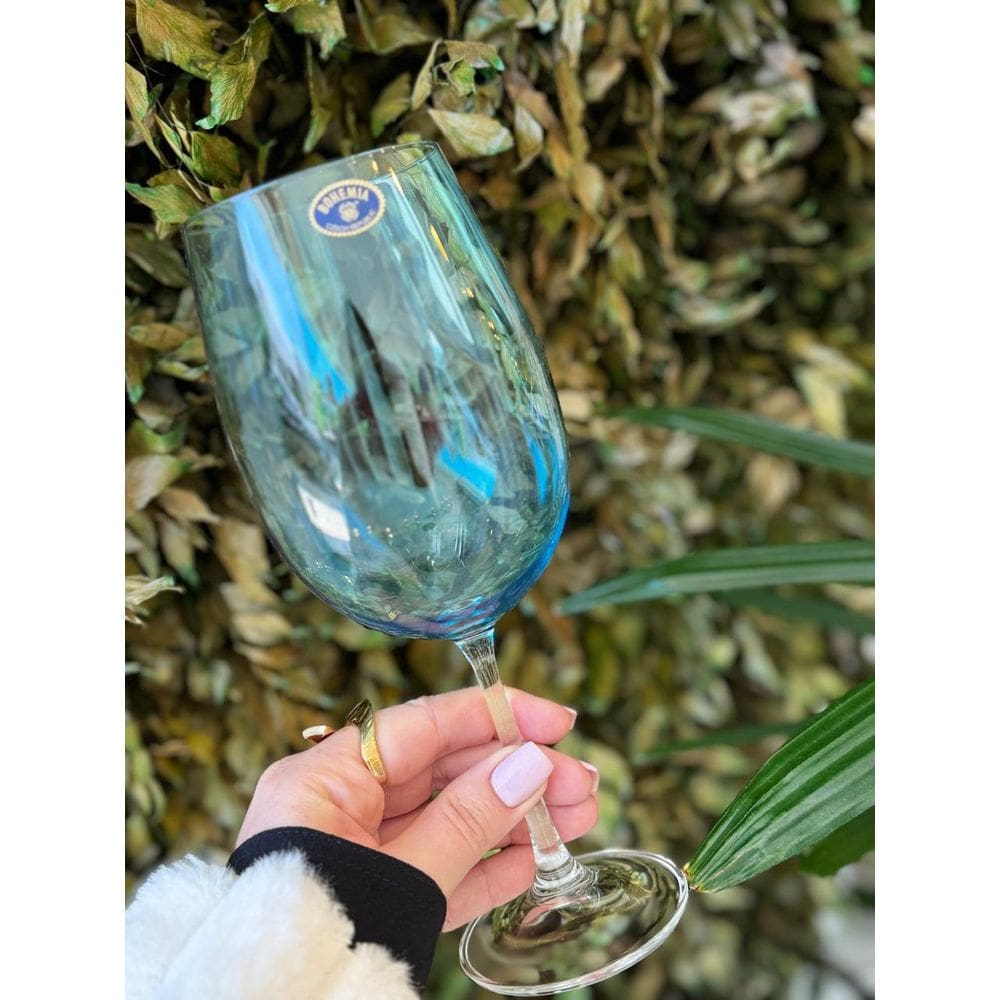 Unidade Taça Cristal Vinho 640Ml Bojo Azul
