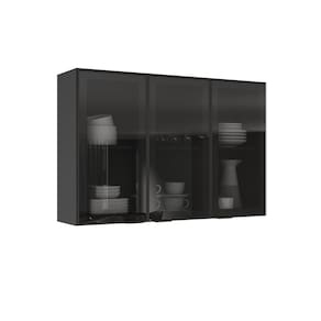 Armário Aéreo de Cozinha Itatiaia Lumina 120cm em Madeira Grafite/Fendi