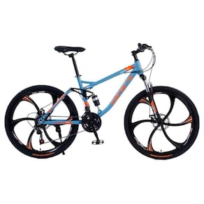 Bicicleta Aro 26 Bike Roda Magnésio Terra Viva 21 Marchas Aço Carbono Azul Laranja Wct Fitness