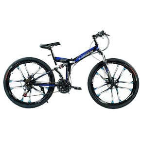 Bicicleta Aro 26 Freio Disco Bike Dobrável Azul Preto Easyfold 21 Marchas Roda Magnésio Wct Fitness