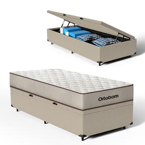 Cama Box Baú com Colchão de Espuma D60 Ortobom Force Dream Solteiro 88cm