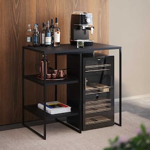 Aparador Adega Industrial Bar Barzinho Bourbon Aço Preto 80 Cm